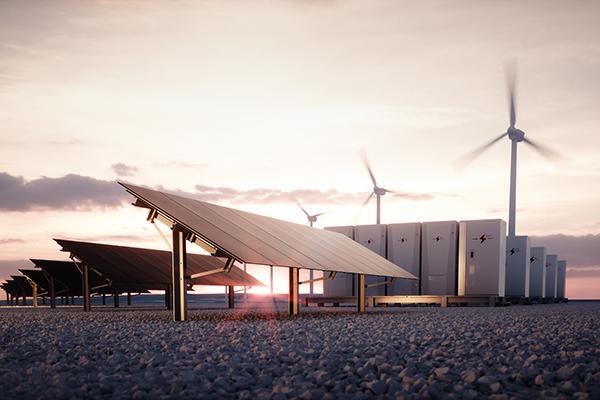 solar panels and wind turbines